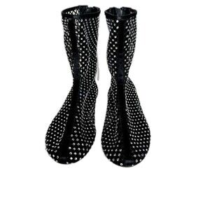 ZARA Rhinestone Mesh Sock Ankle Boots Black Crystal Studded EU 37 US 6.5
